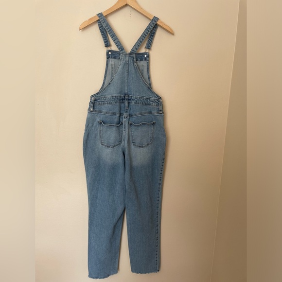 Universal Threads High-Rise Raw Hem Taper Denim Cropped Overalls Size 2 26R - Picture 5 of 11